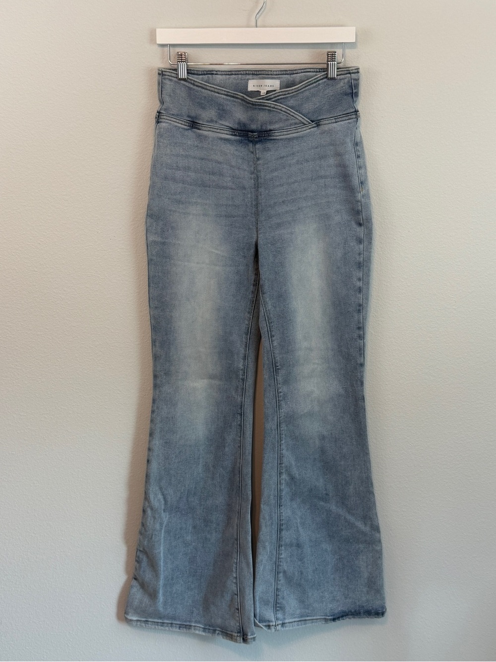 Risen Jeans Crossover Waist Flare Jeans